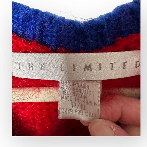 The Limited Red oversized abstract Sweater Size P8 Mohair/acrylic/nylon shoulder - Picture 3 of 5